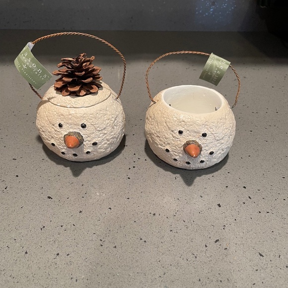 2 vintage Midwest of Canon Falls snowmen mini basket decorations - Picture 1 of 7